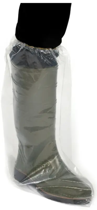 Einmalüberschuhe mit Gummizug weiß transparent, 50 cm Geprüft