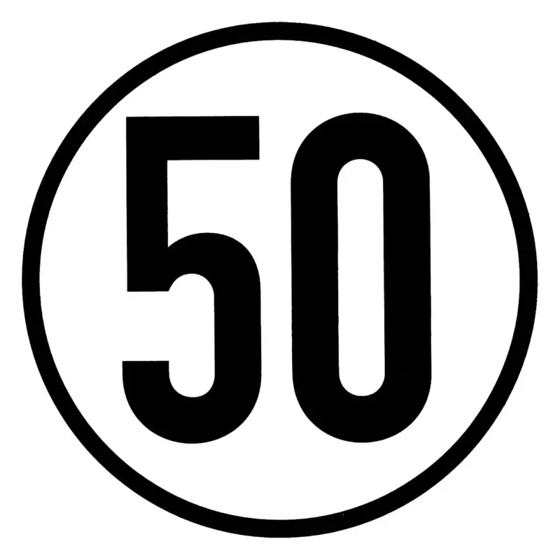 Geschwindigkeitsschild 50 km/h Nur Für Kurze Zeit