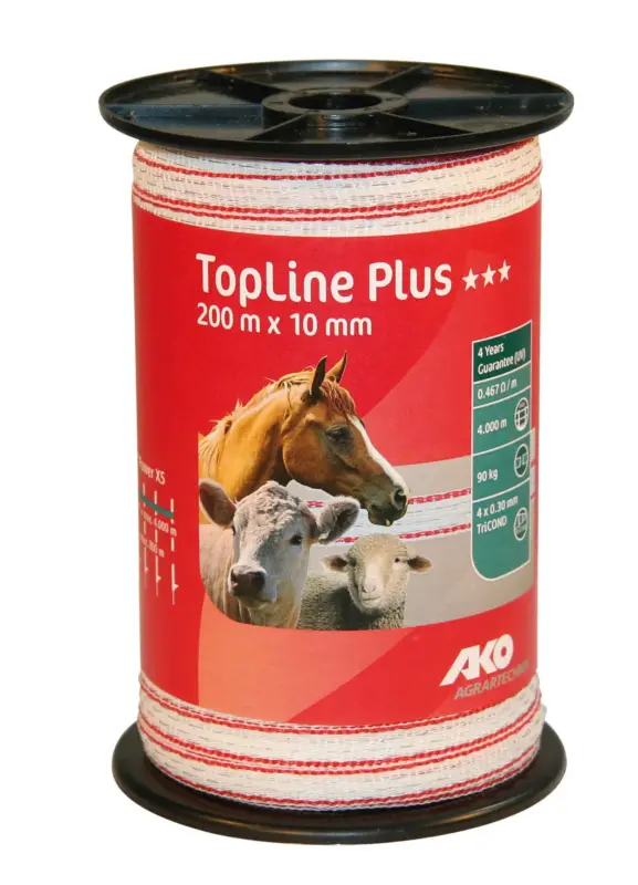 Weidezaunband TopLine Plus weiß/rot 200 m x 10 mm Knallerangebot