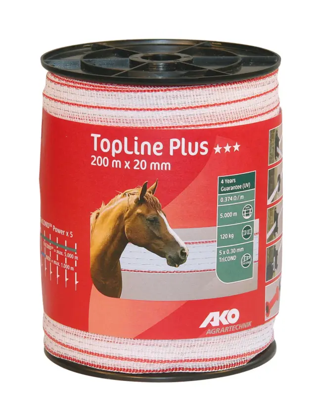 Sonderaktion Weidezaunband TopLine Plus weiß/rot 200 m x 20 mm