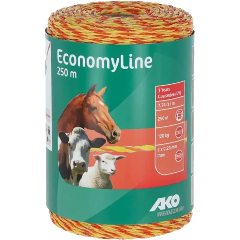Preisknaller Weidezaunlitze EconomyLine gelb/orange 250 m, Edelstahlleiter 0,2 mm