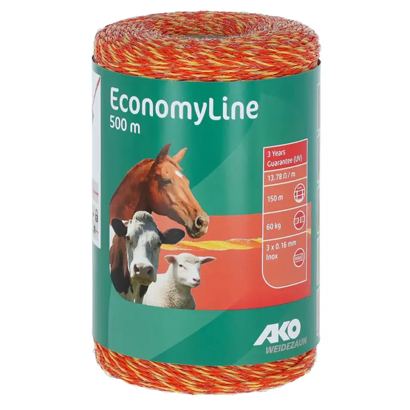 Weidezaunlitze EconomyLine gelb/orange 500 m, Edelstahlleiter 0,16 mm Preis Gesenkt