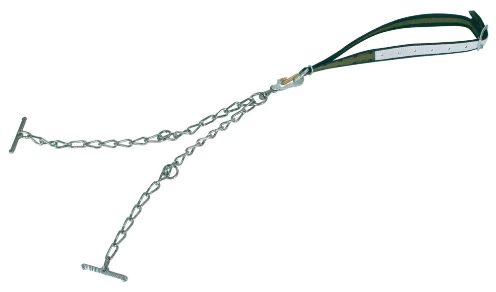 Neuheit Rinderanbindung mit Halsband - Kettenteil doppelt mit Sicherheitsverschluss klein und Knebel, 130 x 4 cm