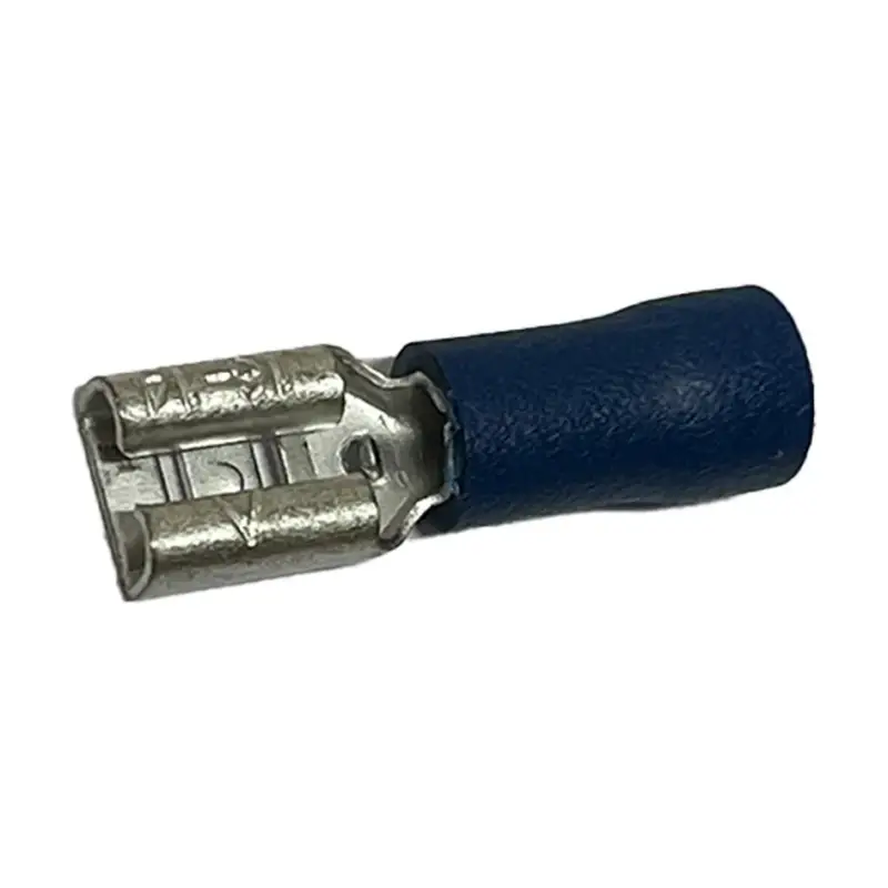 Bestpreis Flachsteckhülse blau 6,3 x 0,8 mm, für Kabel 1,5 - 2,5 mm², 10 Stück