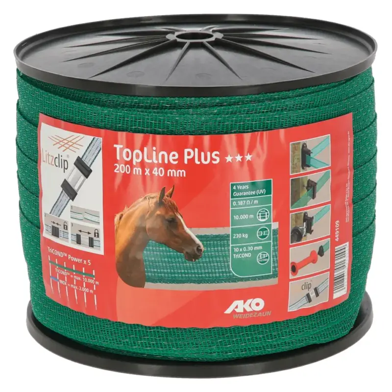 Markenprodukt Weidezaunband TopLine Plus grün 200 m x 40 mm