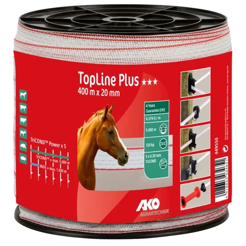 Preiswert Weidezaunband TopLine Plus weiß/rot 400 m x 20 mm