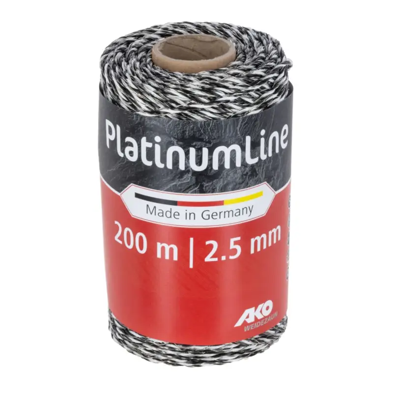 AKO Weidezaunlitze PlatinumLine schwarz / weiß 200m, 2,5 mm Geprüft