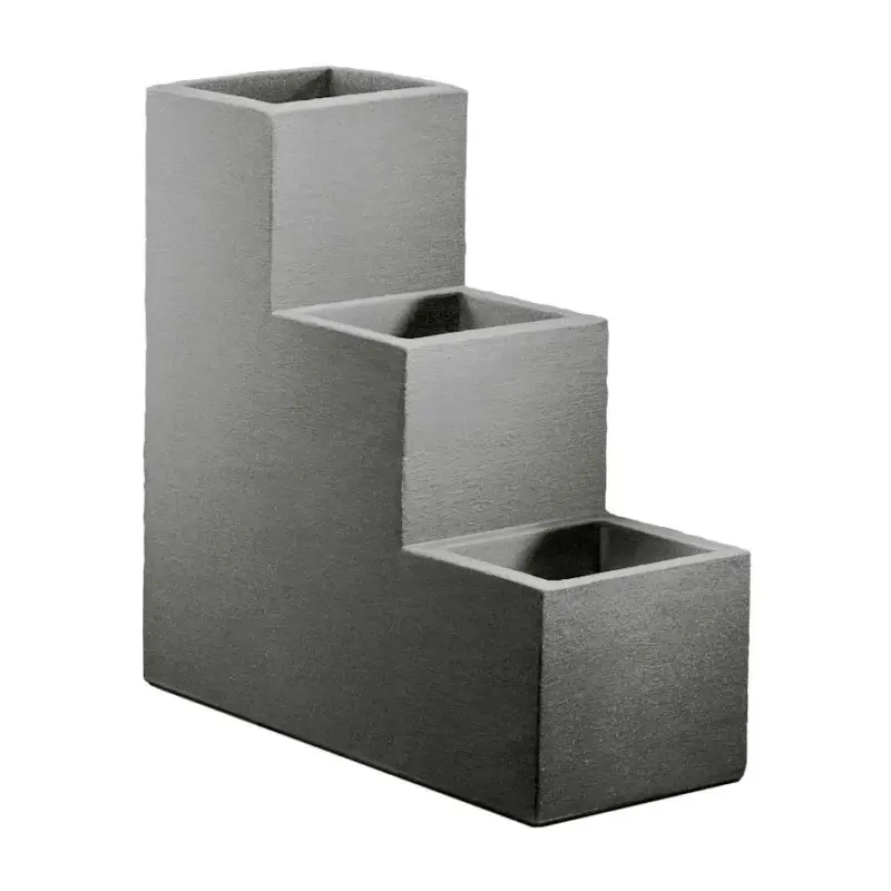 Bestpreis Kölle Pflanzkübel-Treppe 'Kubus', grau, ca. 60 x 27 x H 60 cm