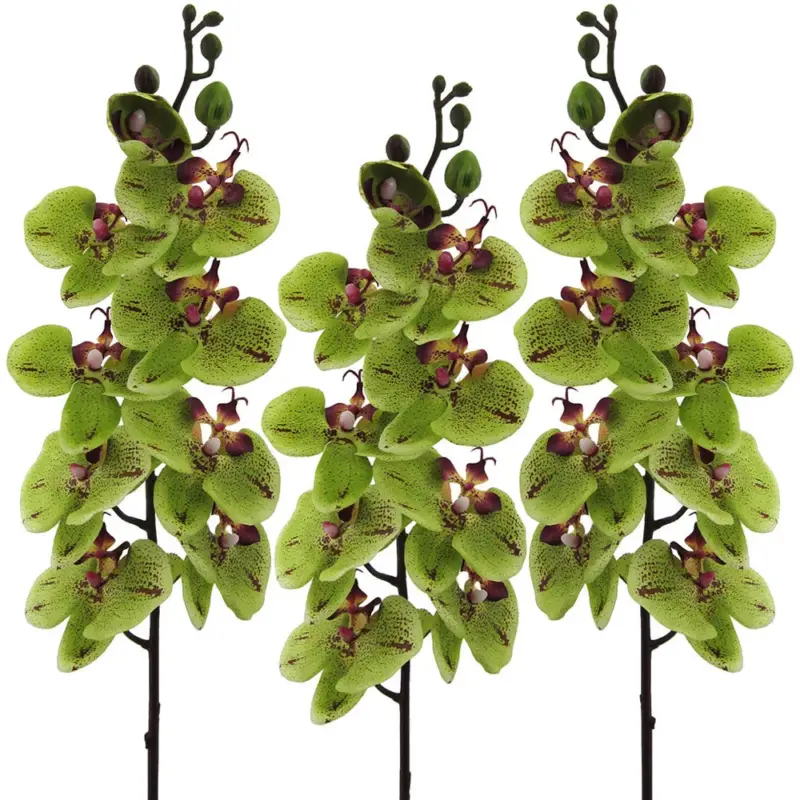 Kunstblume Orchideenzweig, grün-rot, Höhe ca. 98 cm, 3 Stück Begrenztes Angebot