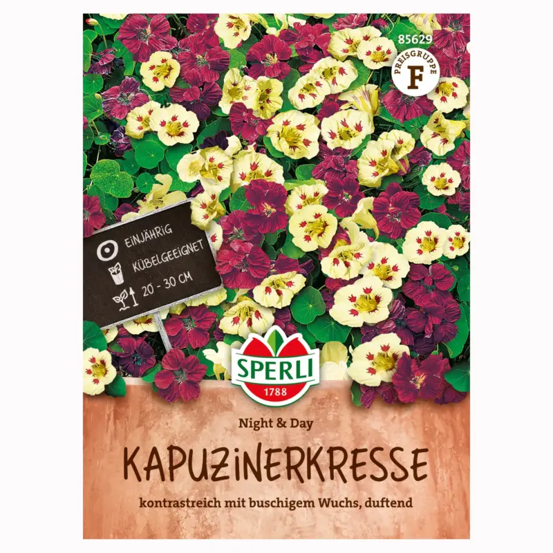 Rabatt Blumensamen, Kapuzinerkresse 'Night & Day', rot, weiß