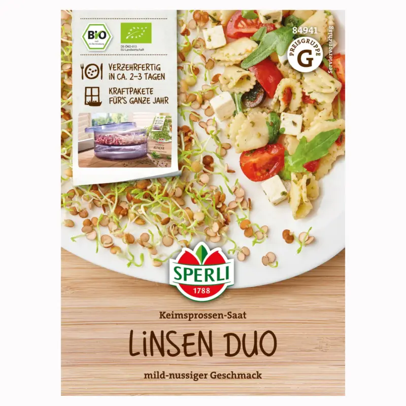 Solange Der Vorrat Reicht Bio-Saatgut, Bio-Keimsprossen 'Linsen Duo', grün
