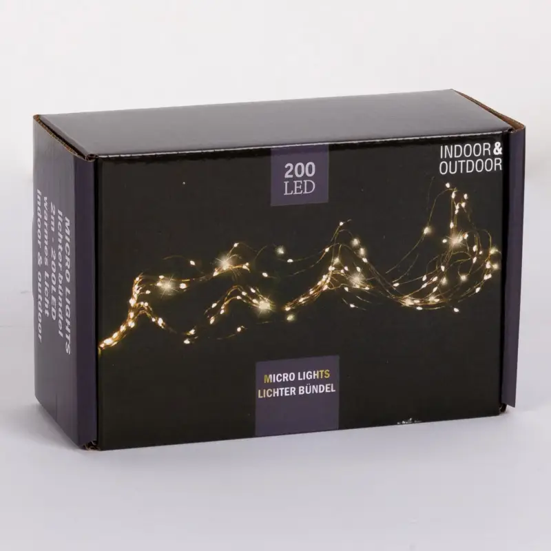 Billig LED Silberdraht Regen, warmweiß, 200 LEDs, Länge ca. 2 m