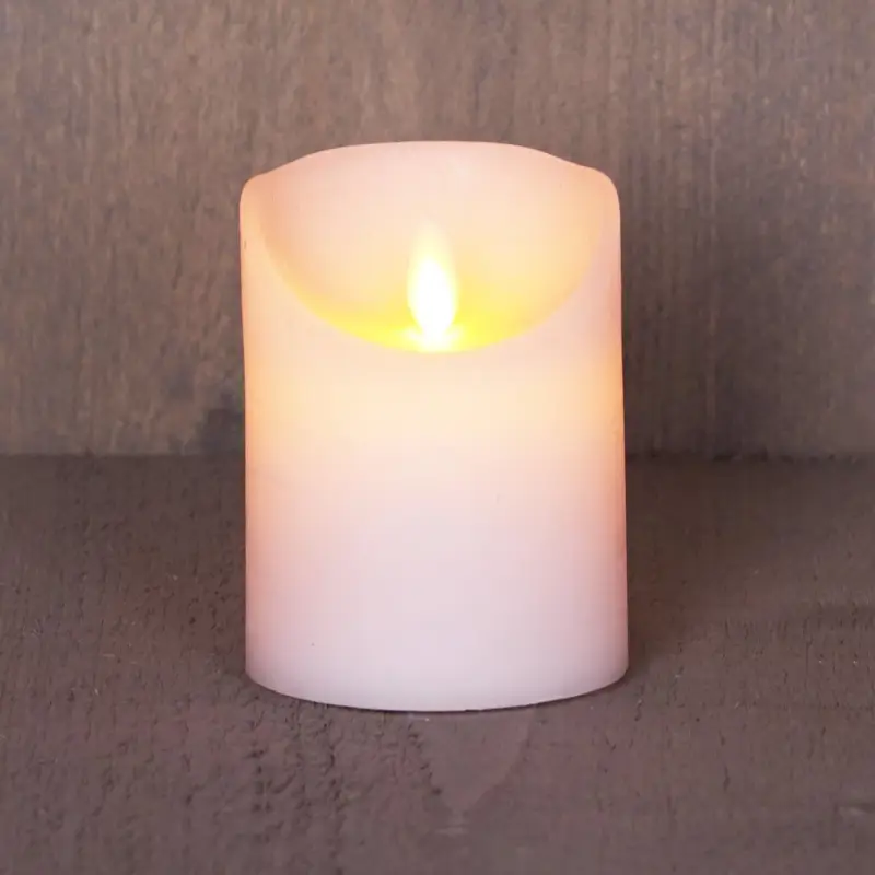 Billig LED Echtwachskerze 'Magic Flame', weiß, Ø 7,5 x H 10 cm