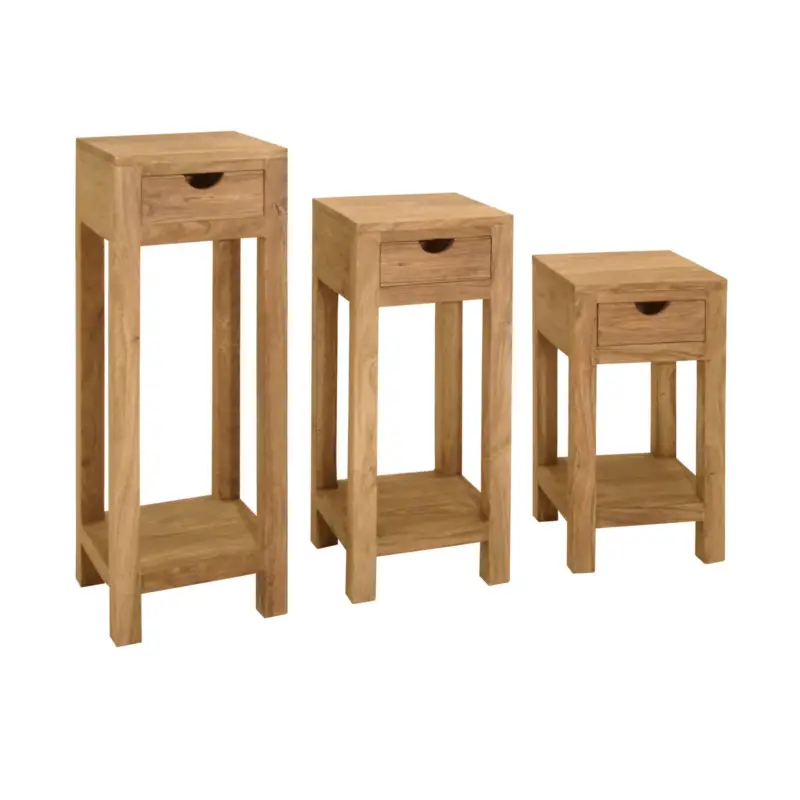 Yoga Tisch Blumensäule aus Holz, natur, 30 x 60 x 30 cm Neue Ware