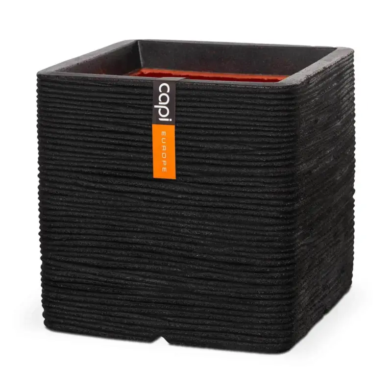 Capi Europe Pflanztrog 'Rib Jasper', schwarz, ca. 30 x 30 x H 30 cm Preisknaller