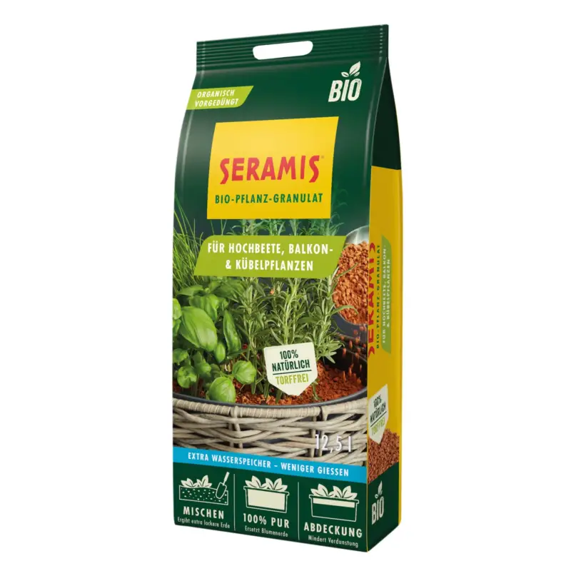 Seramis Bio Pflanzgranulat für Hochbeet, Balkon- & Kübelpflanzen, 12,5 Liter Mega-Angebot
