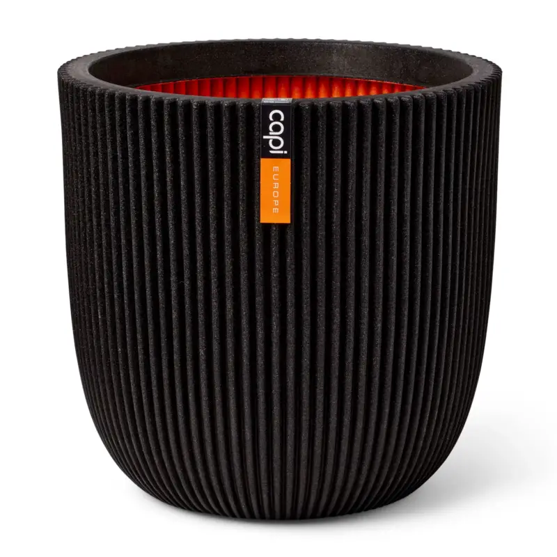Echt Capi Europe Pflanzgefäß 'Groove', schwarz, ca. Ø 35 x H 34 cm