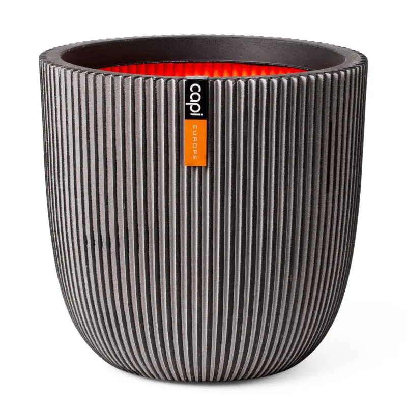 Begrenztes Angebot Capi Europe Pflanzgefäß 'Groove', anthrazit, ca. Ø 35 x H 34 cm