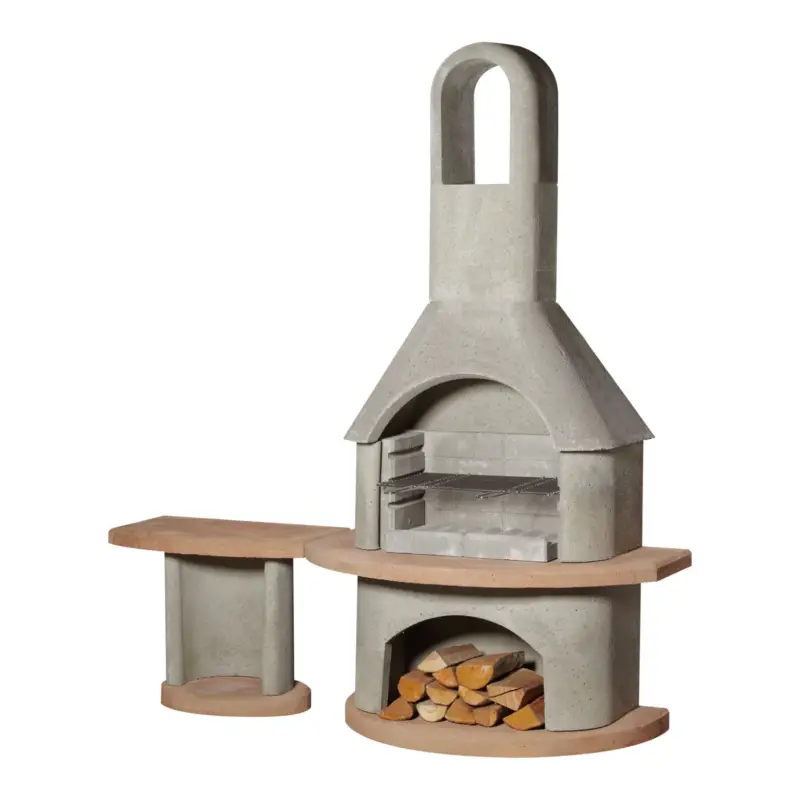 Angebot Buschbeck Grillkamin 'Carmen' mit Tisch, grau/terrakotta, Höhe ca. 203 cm