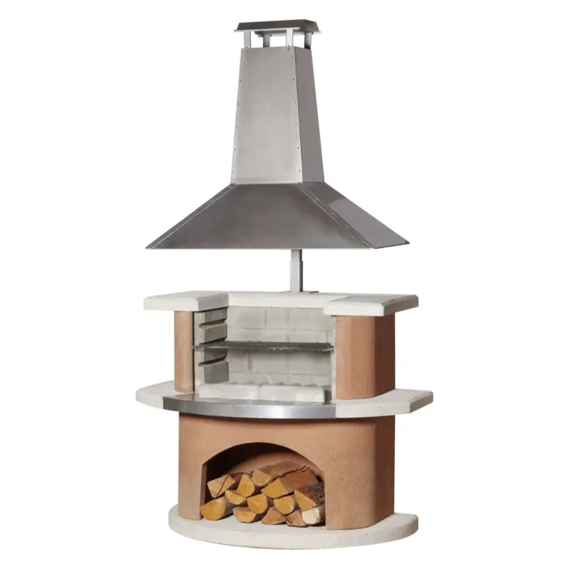 Billig Buschbeck Grillkamin 'Kampen', weiß/terrakotta, Höhe ca. 197 cm