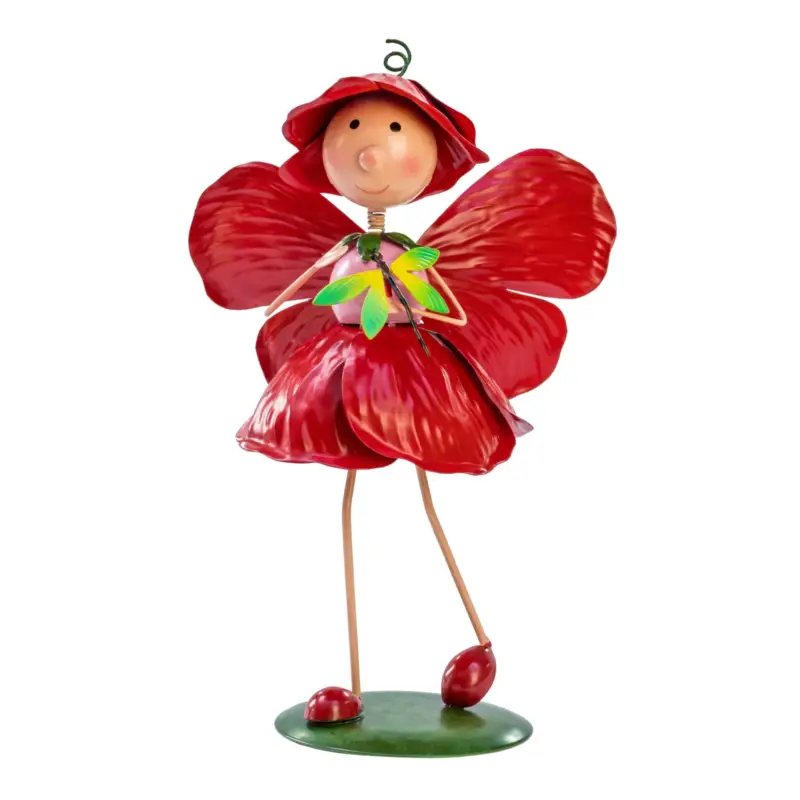 Zertifiziert Gartendeko Fee 'Poppy Mohn', rot, Höhe ca. 27 cm
