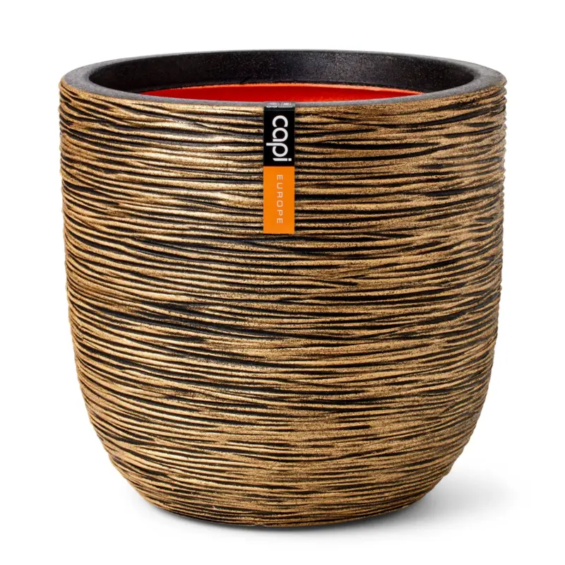 Capi Europe Pflanzgefäß 'Rib', schwarz/gold, ca. Ø 35 x H 34 cm Billig