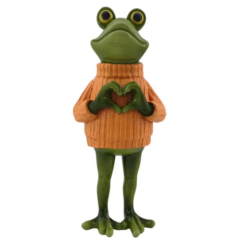 Garantierte Lieferung Dekofigur 'Frosch mit Pulli & Herzzeichen', Höhe ca. 19 cm
