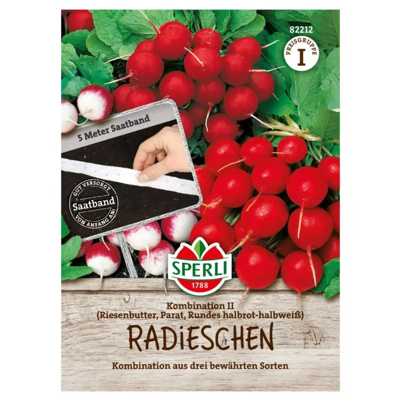 Kracherpreis Sperli Saatband Radieschen 'Kombination II', rot, 5 m