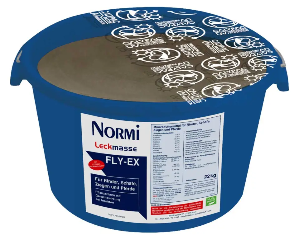Schnäppchen NORMIi® Leckmasse FLY-EX | 22 kg | für Rinder - zur Insektenabwehr