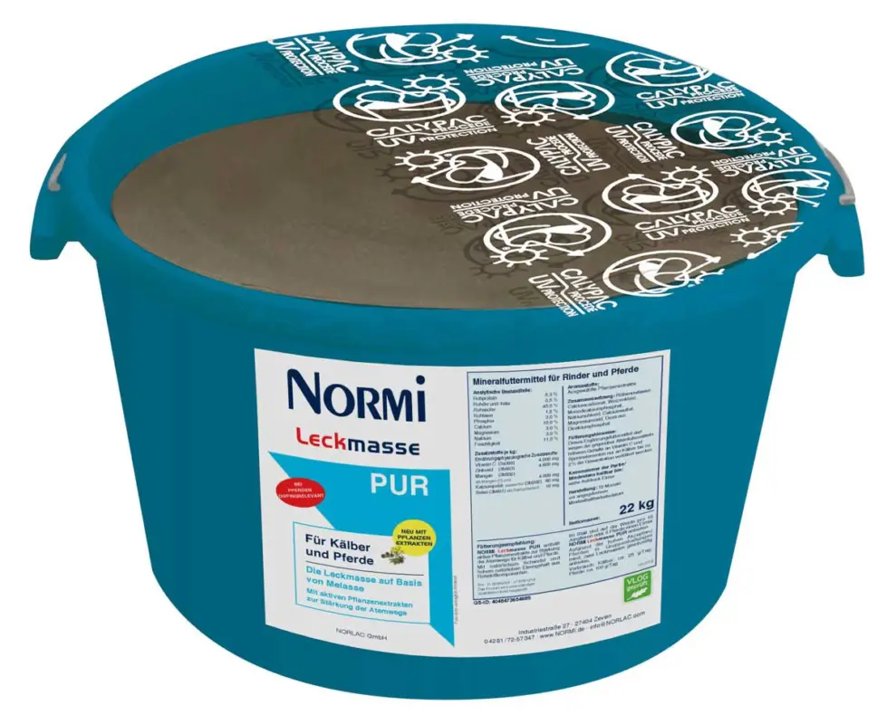 Preisknaller NORMI® Leckmasse PUR | 22 kg | Mineralfutter für Kälber & Pferde - unterstützt die Atemfunktion