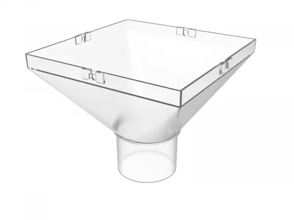 Trichter PVC transparent milchig für 75 mm Fallrohr Geprüft