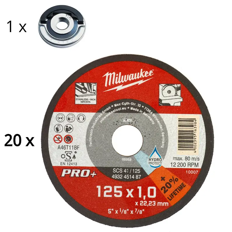 20 x Trennscheiben 125x1mm + Mutter Perfect Match Set 21-tlg Letzte Chance