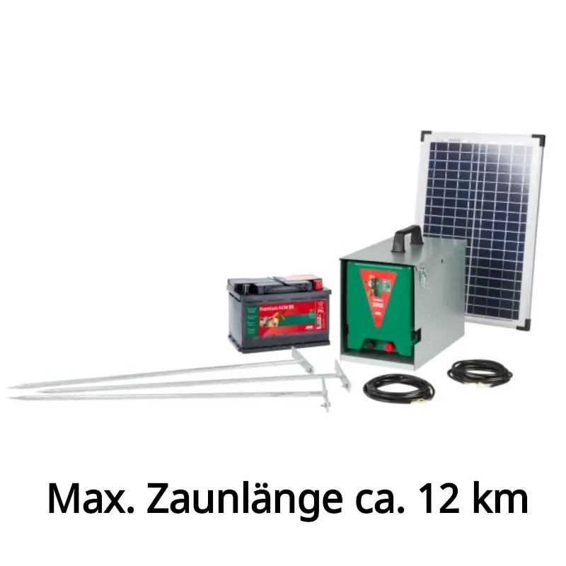 Solange Der Vorrat Reicht AKO Weidezaungerät Set Solar Savanne 3000 12V 3 Joule