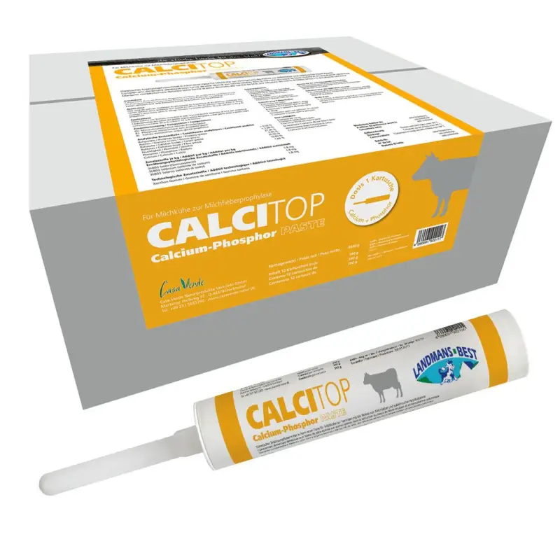 Zertifiziert CALCITOP Calcium-Phosphor Paste- zur Milchfieberprophylaxe für Kühe (12 ST)