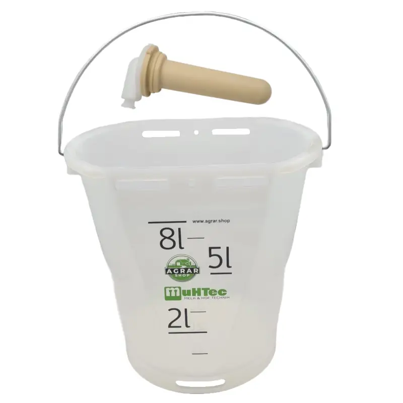 Preisknaller Tränkeeimer transparent mit One-Click-Ventil und Kälbersauger braun