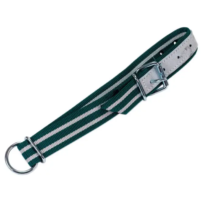 Kracherpreis Kuhhalsband mit Ovalglied und D-Ring grün/weiß 130 x 4cm