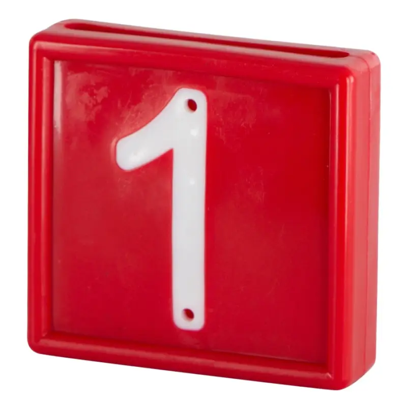 Echt Nummernblock 10 St. zum einschlaufen in Halsband bis 40 mm rot Nr. 1