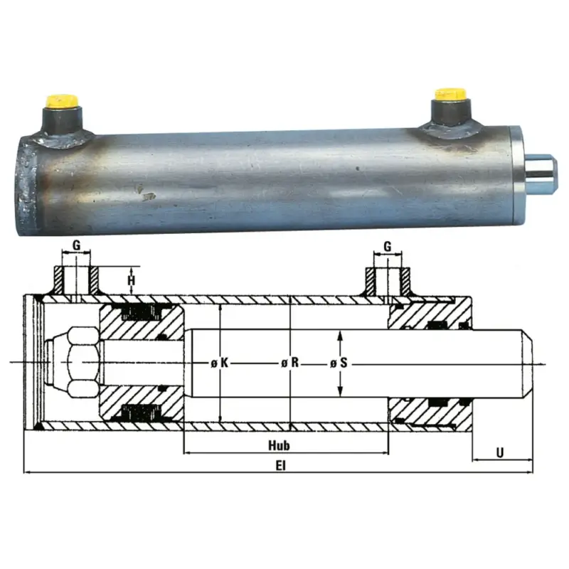 Bestseller Hydraulikzylinder Kolben-Ø K= 60 mm, Kolbenstange-Ø S = 40 mm