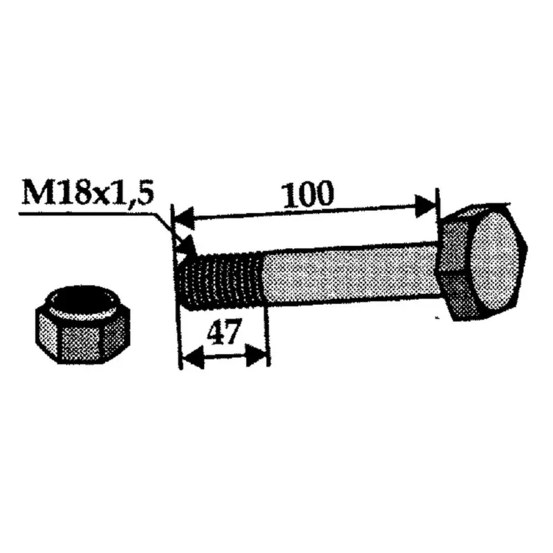 Schraube M18x1,5x100mm 10.9 mit Mutter Jetzt Bestellen