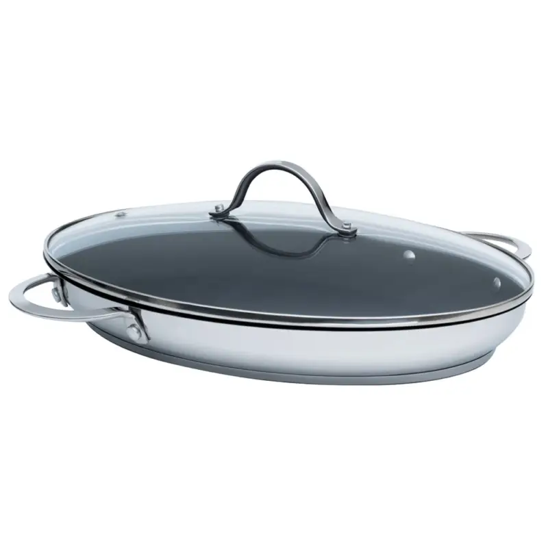 Direkt Vom Hersteller KelomatFischpfanne mit Glasdeckel 38x26cm