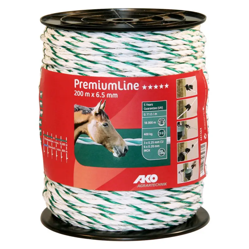 AKOWeidezaunseil Premium weiß/grün, 6,5 mm / 200 m Heißes Angebot