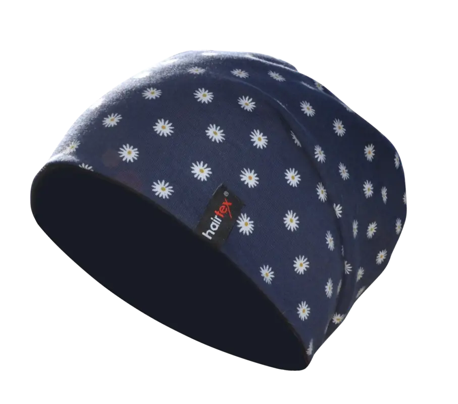 Meistverkauft hairtexStall-Beanie Blümchen Blau ONESIZE