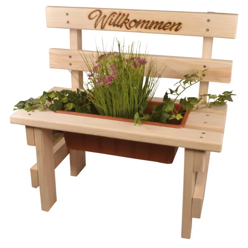 Blumenbank Fichte massiv 'Willkommen' Billig