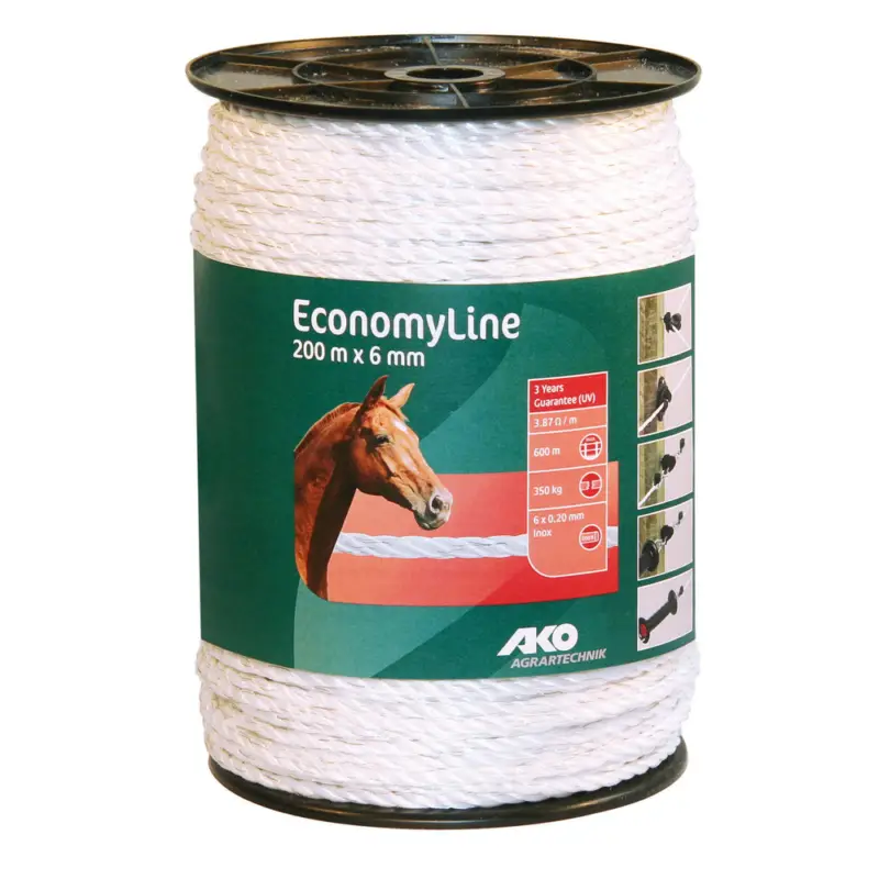 Angebot AKOWeidezaunseil Economy weiß, 6 mm / 200 m