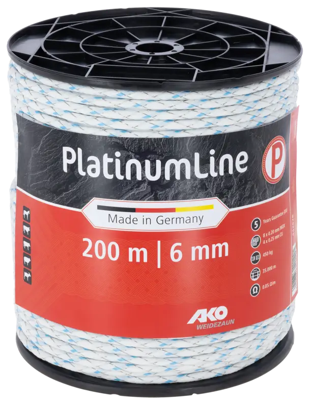 AKOWeidezaunseil Platinum weiß/blau 6 mm / 200 m Kracherpreis