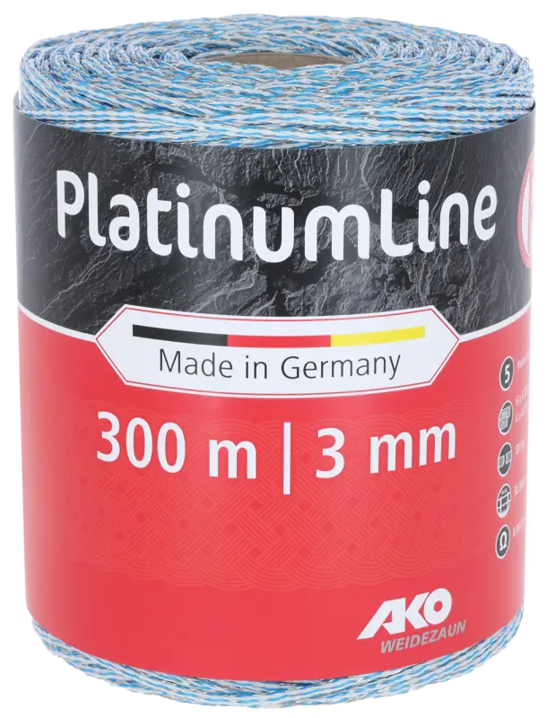 Expressversand AKOWeidezaunlitze Platinum weiß/blau 3 mm / 300 m