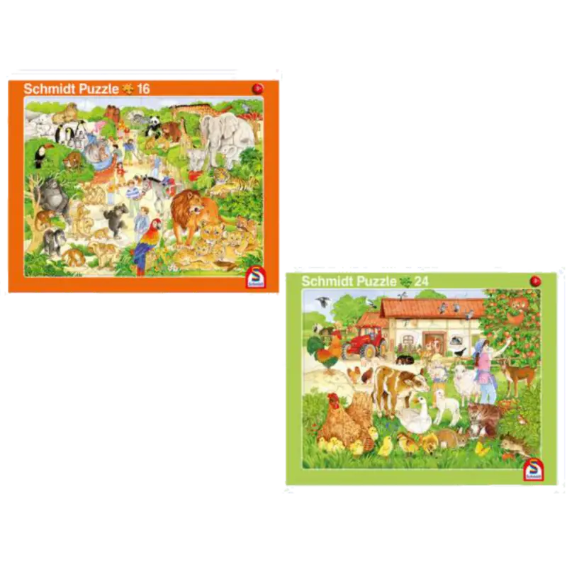 Bestseller Rahmenpuzzle - Zoo und Bauernhof - 2er Set