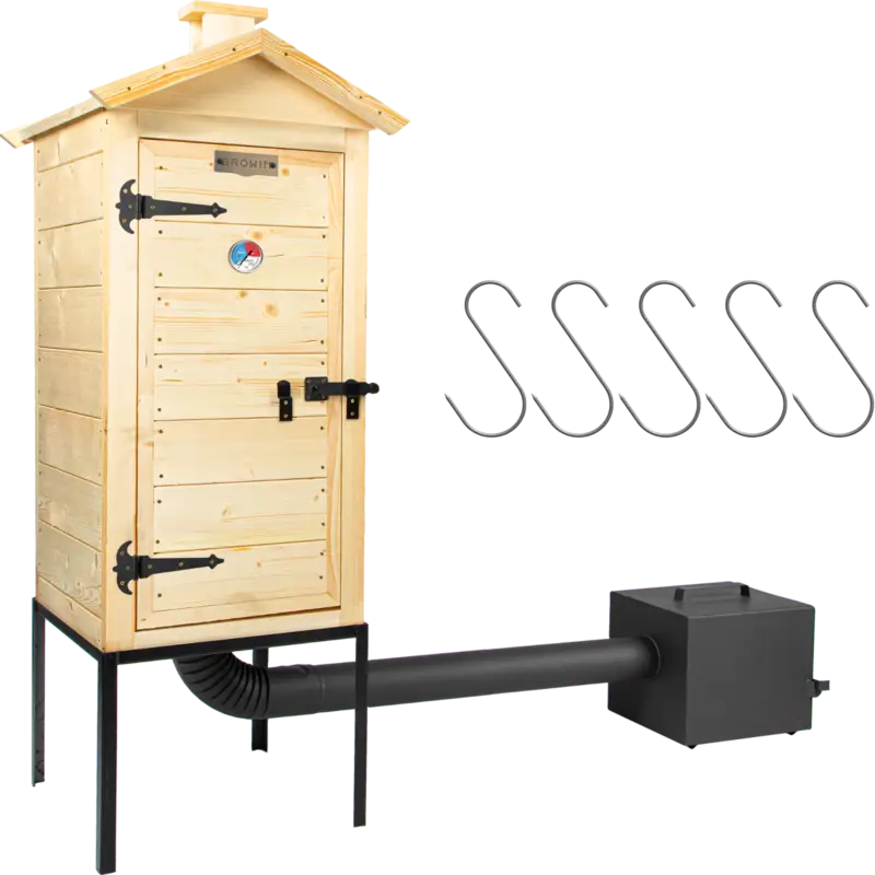 Billig Browin Räucherofen aus Holz 100 cm mit externer Feuerstelle