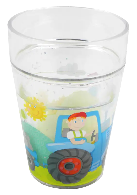 Markenprodukt Glitzerbecher Traktor