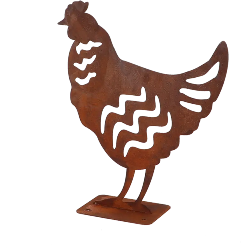 Markenware Dekofigur Huhn aus Rost